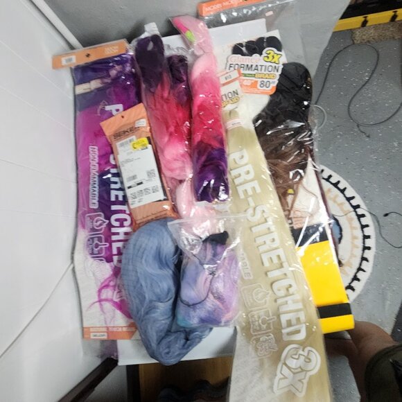 Wigs Hair Extension Lot Bundle Colored Blue Rainbow Blonde Pink NEW\Gently Used - Picture 1 of 8